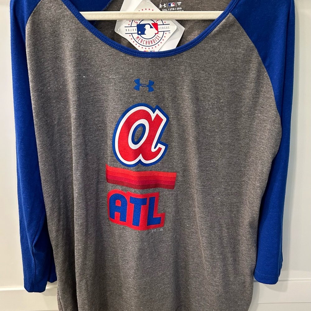 Atlanta Braves Women's Blue and Gray Long Sleeve Tee